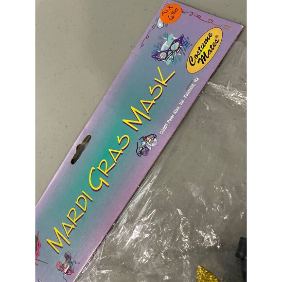 Costume Mates Mardi Gras Mask One Size Gold Red Glitter Ribbon Tie Halloween NEW - Picture 3 of 6